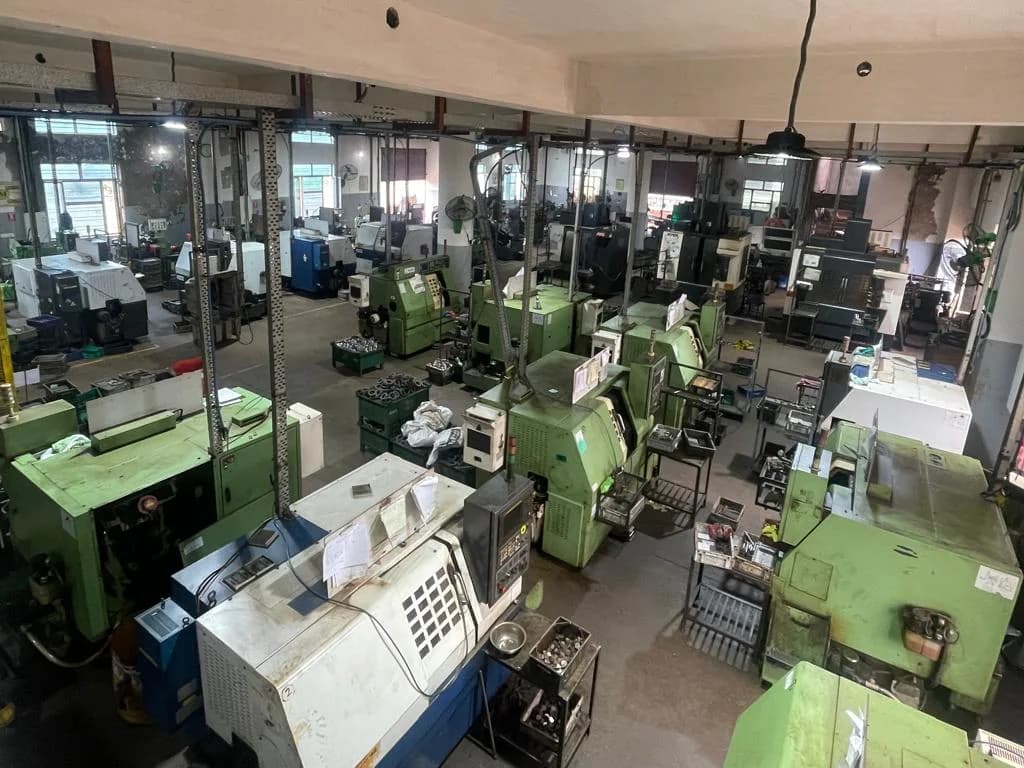 The machining floor at Rohtak, CNC lathes and vertical centres in production